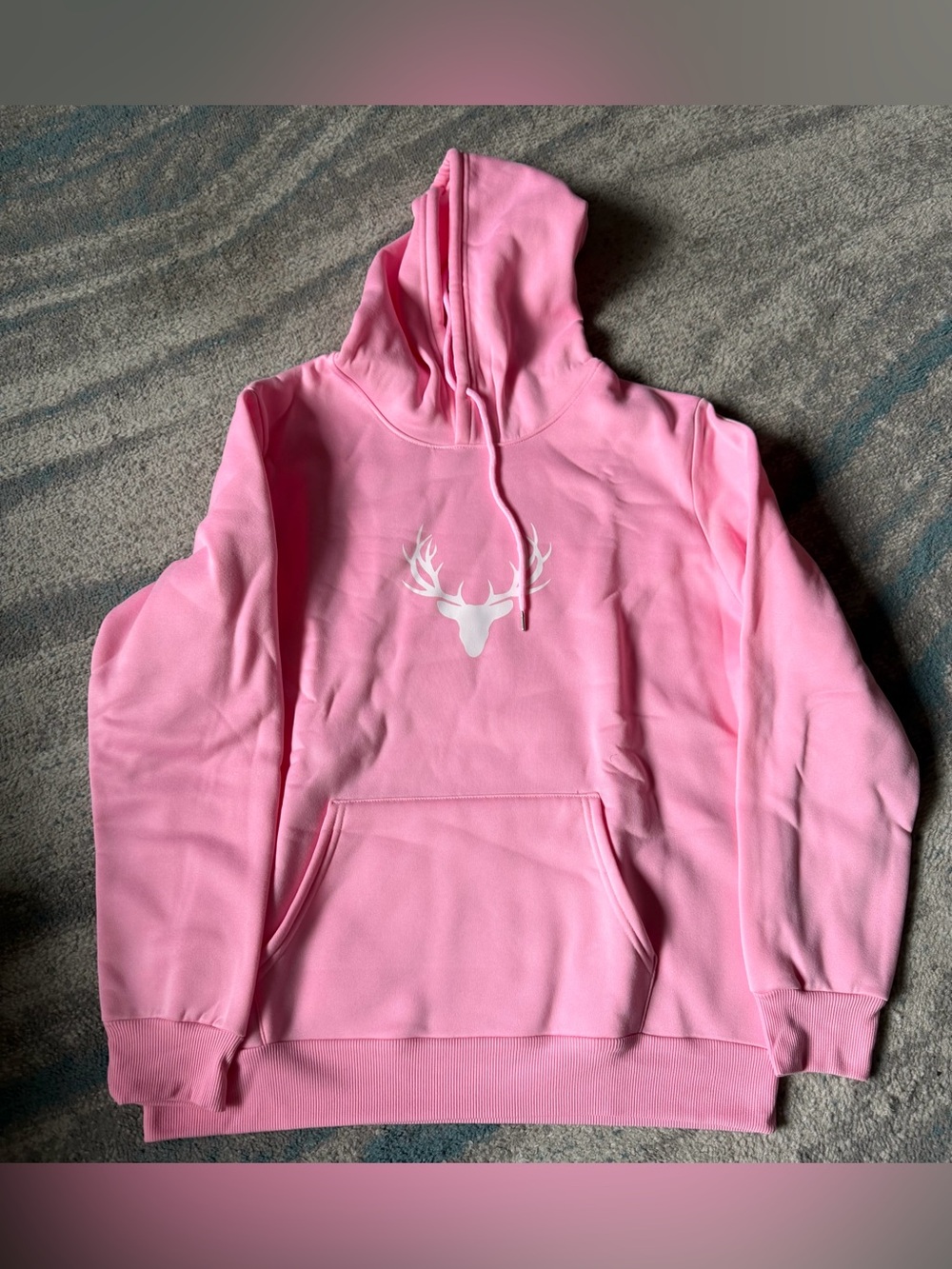New Size M Women's Pink Hoodie with Deer Motif